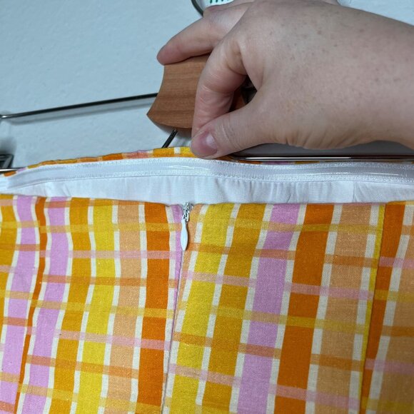 Peppermayo Girls Lunch Tube Mini Dress Splice Check Pattern Linen Blend US 6 - Picture 4 of 12